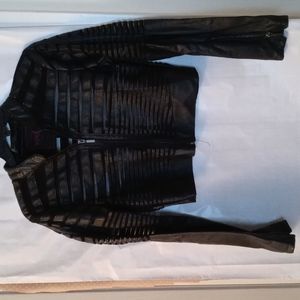 Woman's leather and mesh jacket